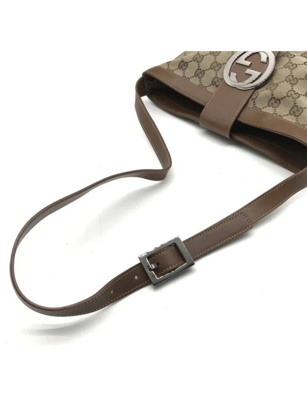 Gucci Interlocking G Sherry Line Obdia Canvas Leather Shoulder Bag Crossbody